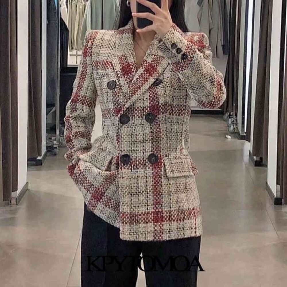 NWT Zara Blogger’s Favorite Textured Plaid Boucle Double Breasted Blazer, Small - Picture 5 of 16